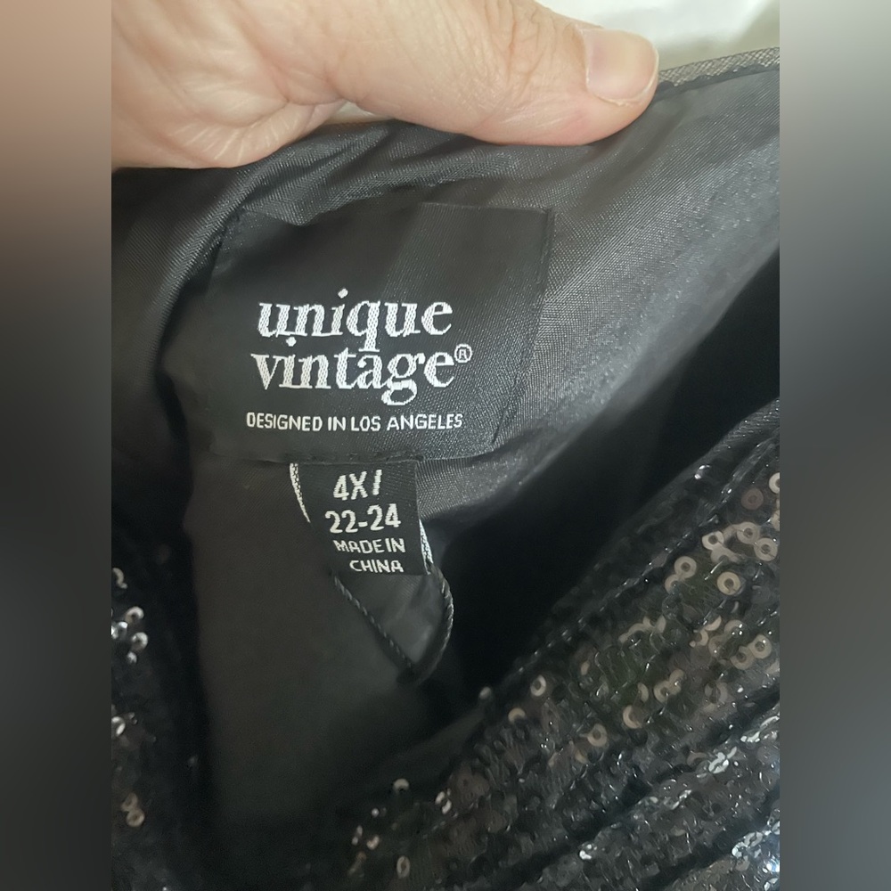 Unique Vintage 1950s Black Sequin Swing Holiday Dress NWT 4X - Picture 7 of 9